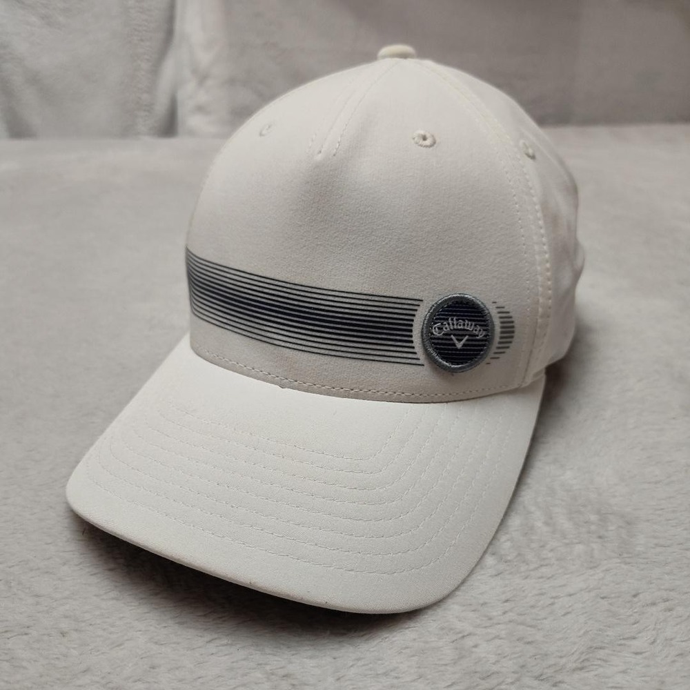 Callaway Hat Cap Strap Back Mens One Size White Flexfit Adjustable Polyester